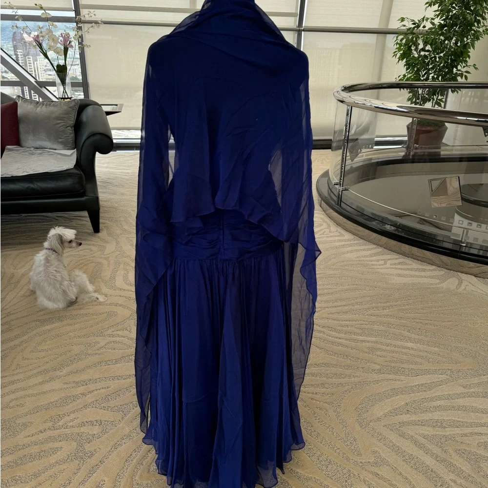 Vintage Mignon Deep Blue Strapless Gown - Picture 8 of 10